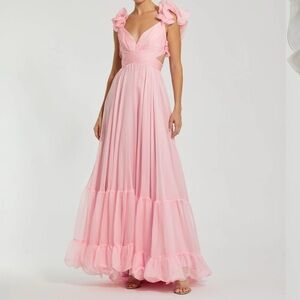 mac duggal Ruffle Tiered Cut-Out Chiffon Gown Style #67911